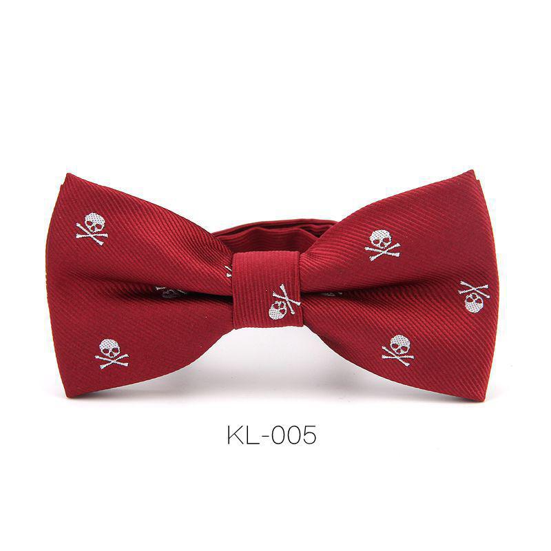Pajarita ajustable de calavera para hombre, nueva corbata de lazo a la para ocio, color negro, vino y rojo,: KL005
