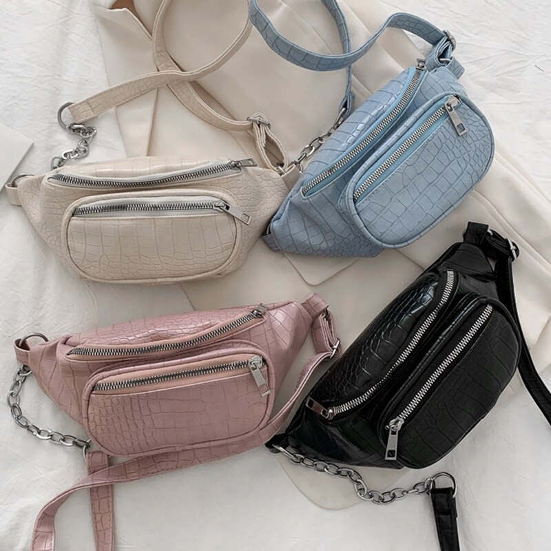 Krokodil Patroon Vrouwen Riem Tas Mode Pu Lederen Schouder Tas Outdoor Sport Borst Zak