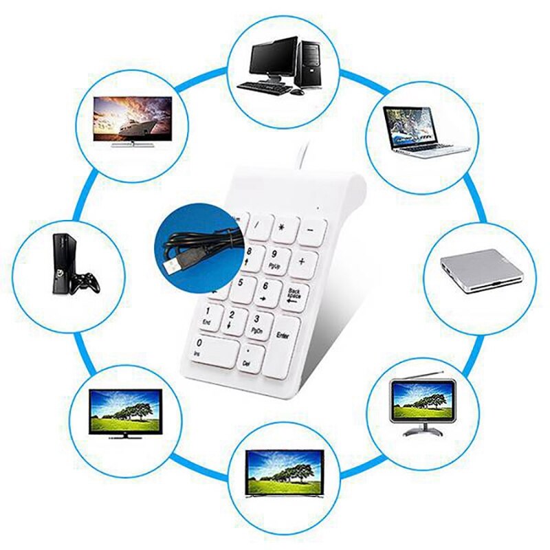 1 Pcs Mini USB Wired Numpad 18 Keys Digital Keyboard & 1 Pcs Foldable Plastic Laptop Stand Office Tablet Stand Bracket