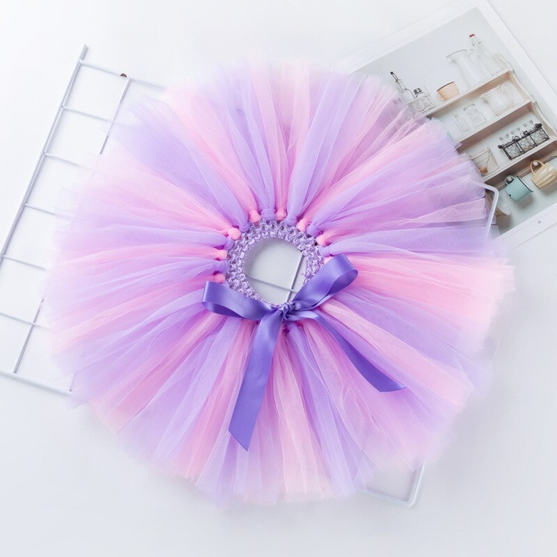 Bebê meninas sortidas cores artesanal malha tutu saias para crianças festival de natal aniversário curto pettiskirt roupas 0-2y: Light Purple Pink