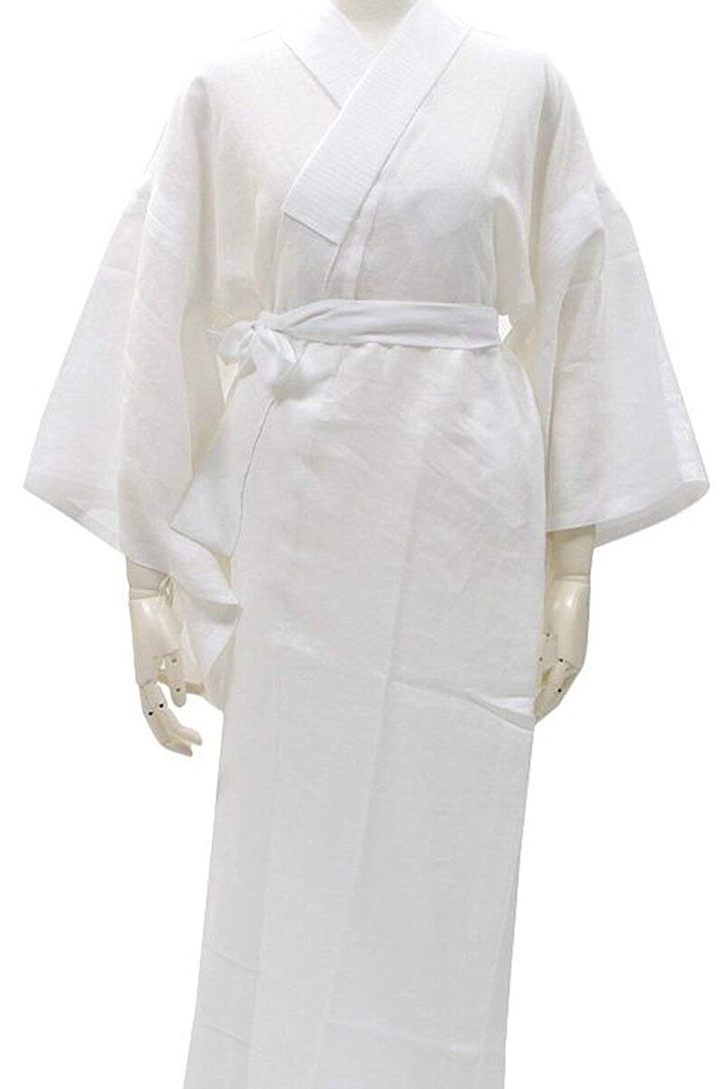 Kimono japonés tradicional, ropa interior blanca Yukata de algodón, Kimono largo como prenda hecha de Tela ligera Wafuku ru pan