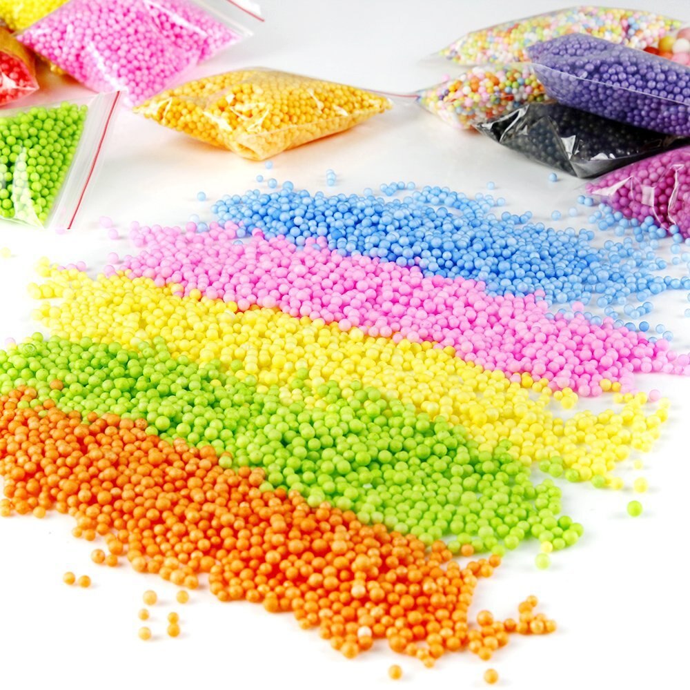 60pcs Color Foam Ball Granule Flat Beads Gold Powder Wrappers Polymer Clay Set