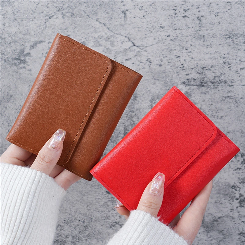 Nuevas carteras bonitas para mujer, tarjetero pequeño con cerrojo para chica, monedero de cuero PU, cartera para mujer, monederos cortos para mujer