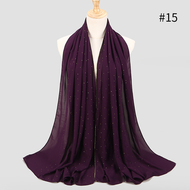 70*180cm sommer muslimischen chiffon hijab schal perlen kopftuch islamischen langen schal wrap kopf schals foulard femme musulman kopftuch: 15