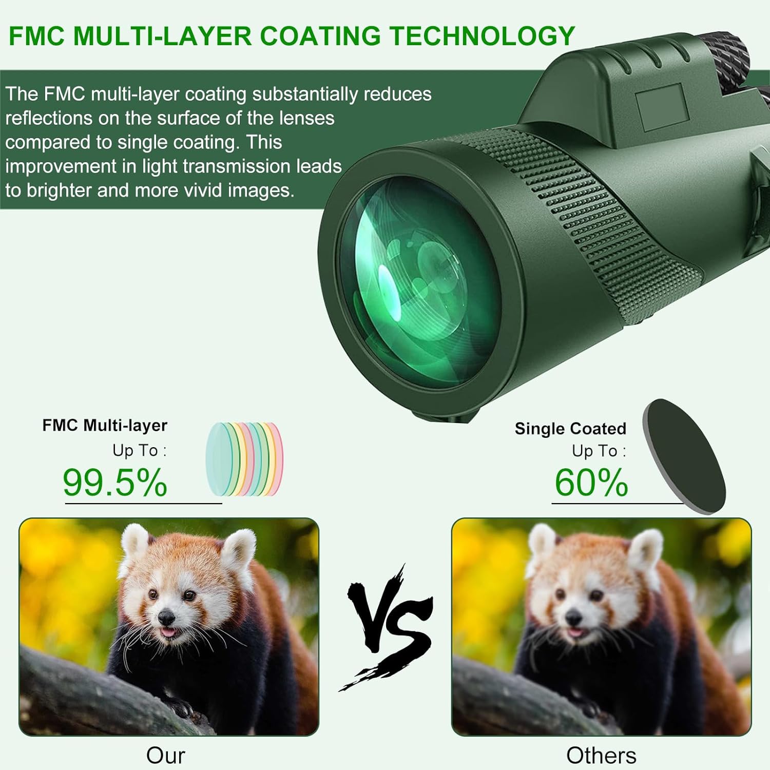 Telescopio monocular, monoculares HD 80x100 para adultos, monocular de alta potencia para teléfono inteligente, monocular impermeable portátil compacto