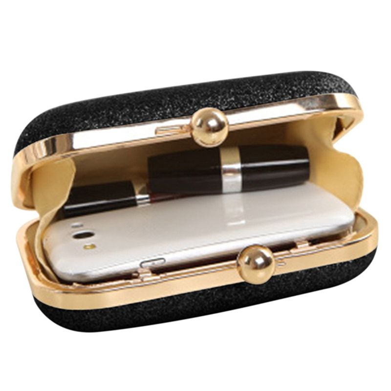 Bolso de de noche brillante para mujer bolso de embrague de bola de boda con cadena Mini de Cumpleaños Día de San Valentín negro