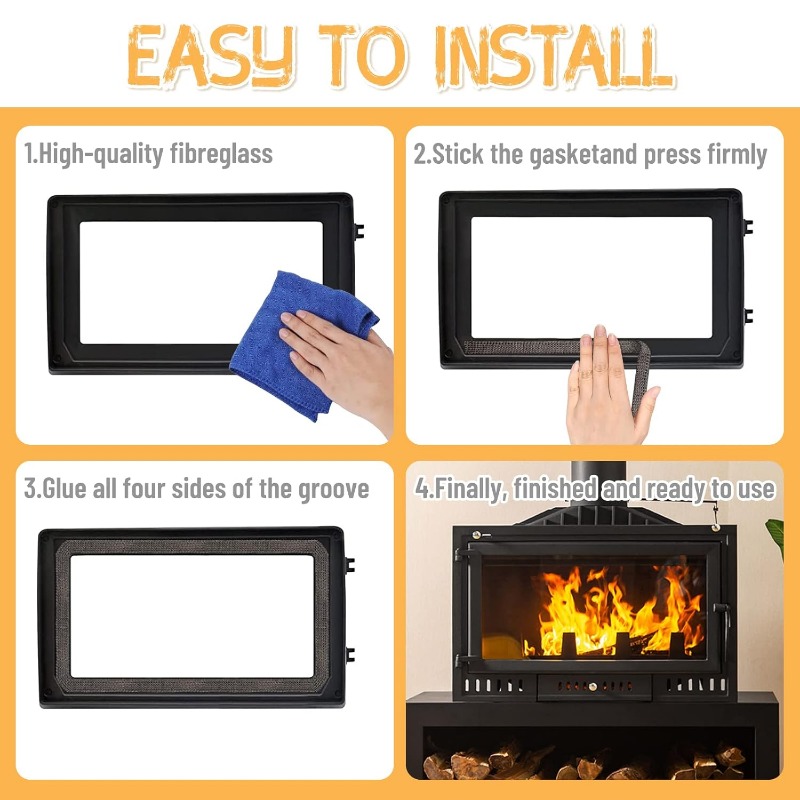 20/25mm flad reb pakning brændeovn udskiftningspakning selvklæbende glasfiber pejs pakning til brændeovn kulovn