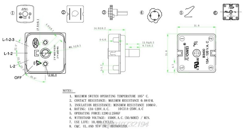 Interruttore rotativo a 4 posizioni spento/basso/medio/contralto per termoventilatore 1pc N02 20 Dropshipping