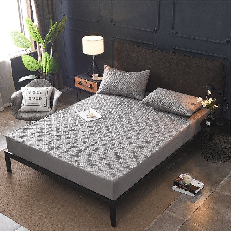 Zes Zijden All Inclusive Gewatteerde Matrashoes Zachte Vezel Topper Pad Vlakte Effen Kleur Bed Matras Protector Anti Dust mijt