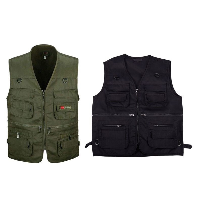 2 Pcs Men's Fishing Vest with Multi-Pocket Zip... – Grandado