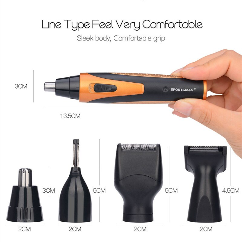 4 In 1 Portable Rechargeable Nose Ear Hair Trimmer Set Wireless Men Cutter Beard Shaver Face Eyebrow Nose Hair Removal Device