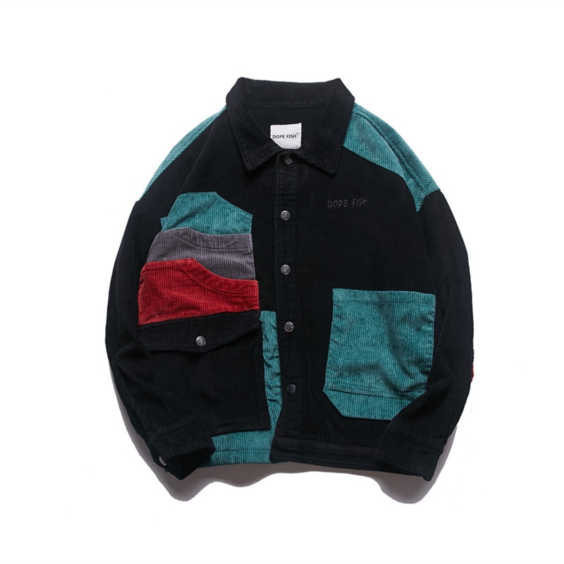 ICPANS hombres Hip Hop PANA chaqueta Retro Color bloque chaqueta camisa Streetwear Harajuku Multi bolsillos chaquetas Reggae otoño