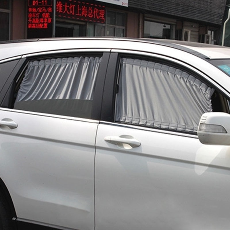 Aluminiumskinner, der kan krympes i bilens forrude bagruder solskærmsvisir solskærmsgardin - grå (pakke  of 2)