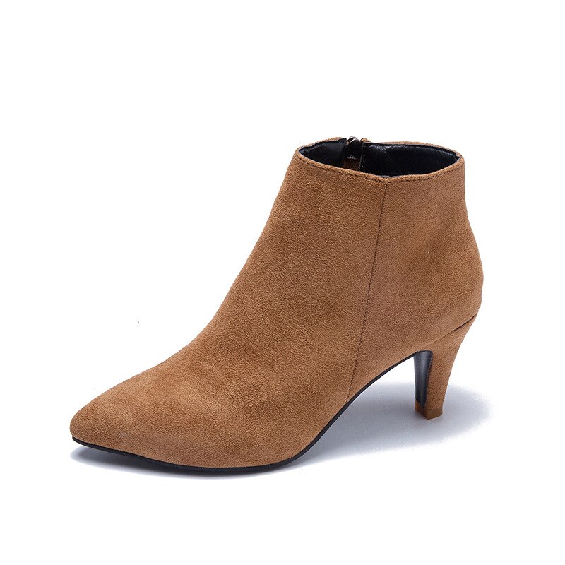 Bottines à bout pointu pour femmes, chaussures à talons hauts, fermeture éclair léopard, courtes, en peluche, décontractées, B037