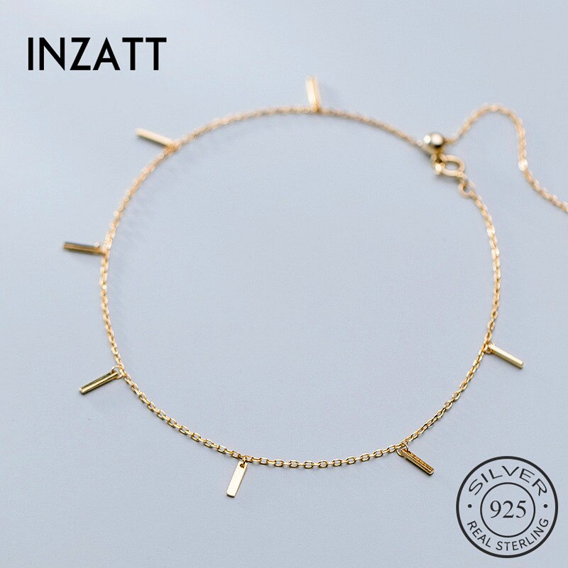 Inzatt Real 925 Sterling Zilver Minimalistische Enkelband Voor Mode Vrouwen Verjaardagsfeestje Trendy Fijne Sieraden Accessoires