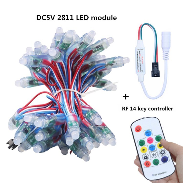 50 stücke 12mm WS2811 Volle Farbe LED Pixel Licht Modul DC 5V eingang IP68 wasserdichte RGB farbe 2811 IC Digital LED weihnachten Licht