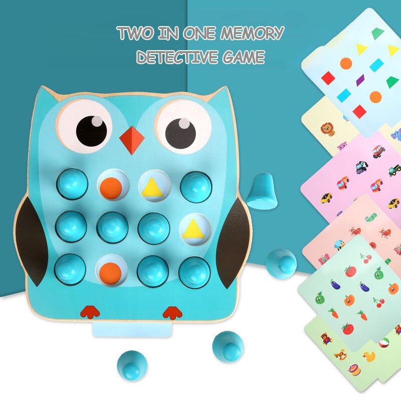 Twee-in-een Memory Detective Game Geheugen Schaken Houten kinderen Puzzel Speelgoed Geheugen hand-oog Training puzzel Speelgoed