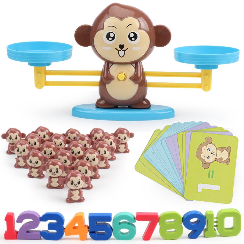 QWZ Montessori Math Animal Figure Digital Balance Scale Toy Educational Balancing Scale Number Board Game Kids Preschool Toys