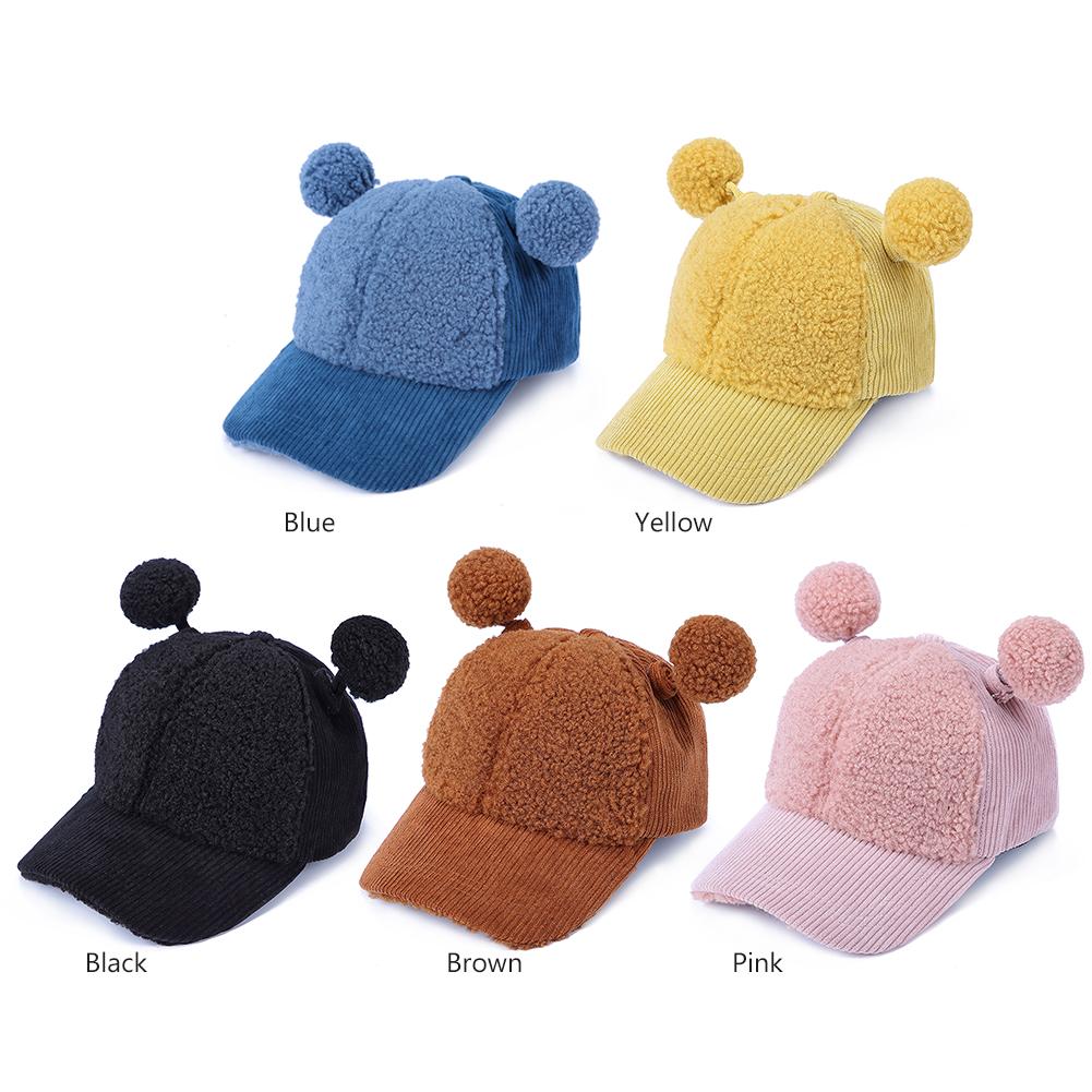 JOCESTYLE Baby Solid Color Baseball Caps Children Autumn Winter Fleece Snapback Hats