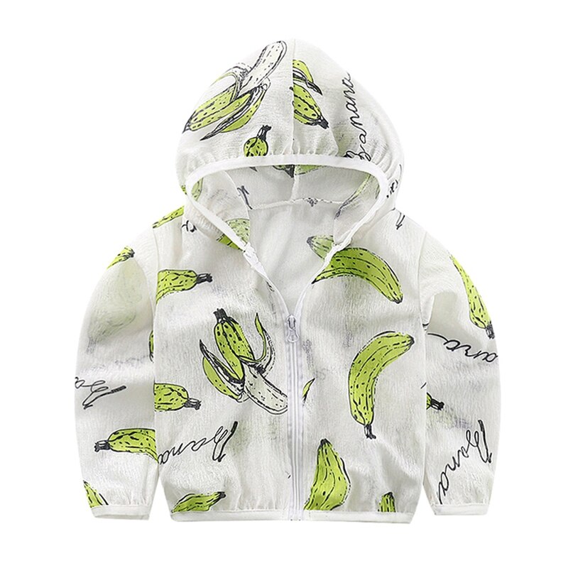 Kids Sun Protection Clothing Coat Unisex Cartoon Print UV Protection Quick Dry Thin Jacket with Hooded Zipper Baby Coat