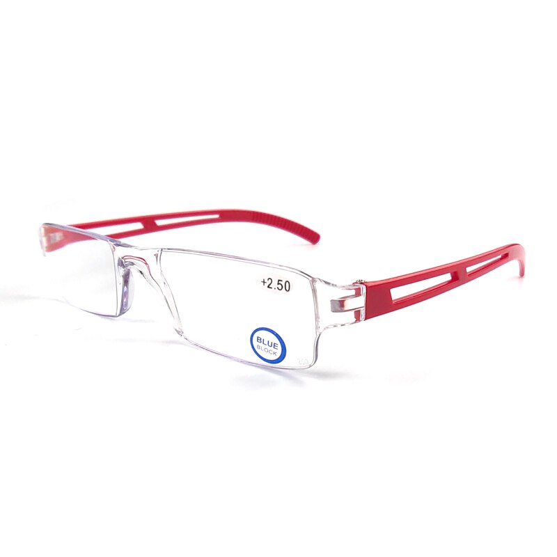 Leesbril Mannen Anti Blauw Stralen Presbyopie Leesbril Mannen Lezers Rimless 2.50 Vergrootglas Bril Pc Gepolariseerde: +300 / Rood