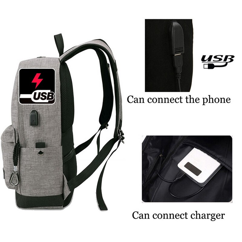 Canvas Rugzak Mannen Casual Back Pack Usb Hoge Schooltassen Voor Tieners Jongens Schooltas Tieners Zwart Grote Capaciteit Mannelijke Bagpack