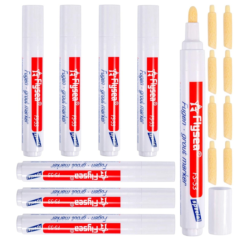8Pcs White Grout Pen Grout Reviver Pen Grout Restore Marker with 8Pcs Replacement Nib Tips for Tile Grout Wall Floor: Default Title