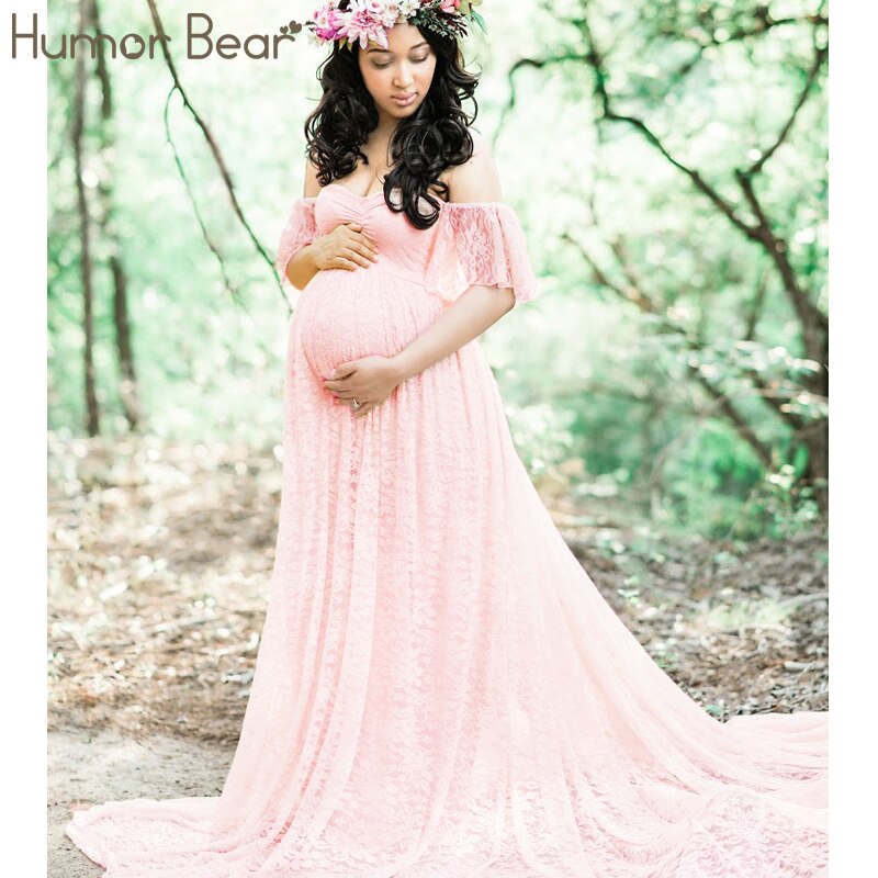 Humor Bär Sommer kleidung für schwangere frauen Spitze Mutterschaft Kleider Mutterschaft Fotografie Requisiten Schwangerschaft Kleid