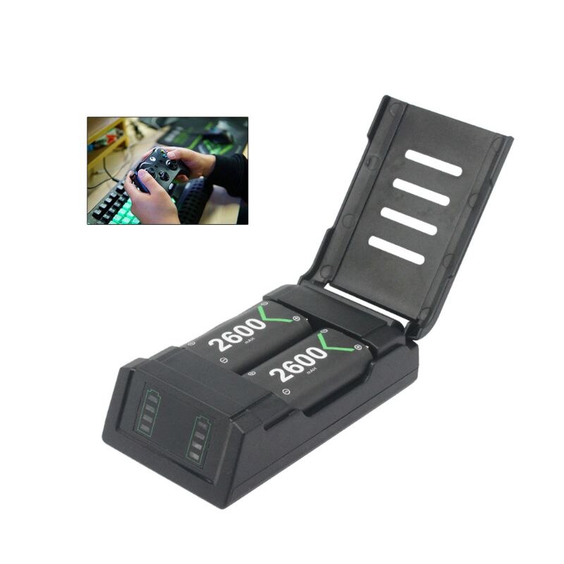 Controller Charger Rechargeable Battery Pack Charging Station for XBOX ONE Gaming Controller Charging with 2pcs 2600mAh Battery