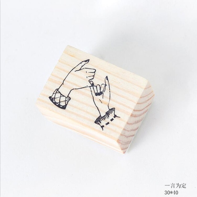 XINAHER-sello de madera con gesto para manualidades, sellos de goma madera, decoración para álbum de recortes diario, sello estándar: F
