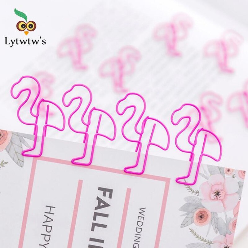 10 Stks/partij Lytwtw &#39;S Flamingo Bladwijzer Planner Paperclip Metalen Materiaal Voor Boek Briefpapier Scholen Kantoorbenodigdheden Decoratieve