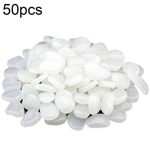 50Pcs Glow in Dark Garden Pebble Stones Rocks for Walkway Garden Path Patio Lawn Fish Tank Decorative Pebbles Luminous Stones: White
