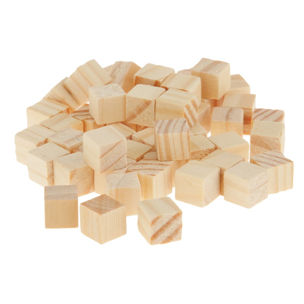 MagiDeal 50pcs Wooden Square Tiles for Crafts Wood School Classroom Teaching Children DIY Educational Toy 10x10mm