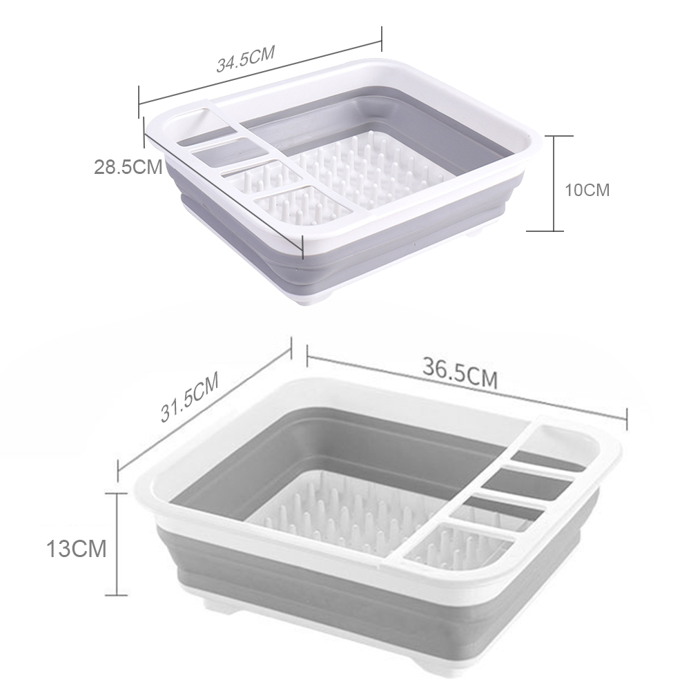 Collapsible Dish Organizer Basket Kitchen Draining Dish Rack Washable Plastic Dish Drying Rack Tableware Bowl Storage Tray