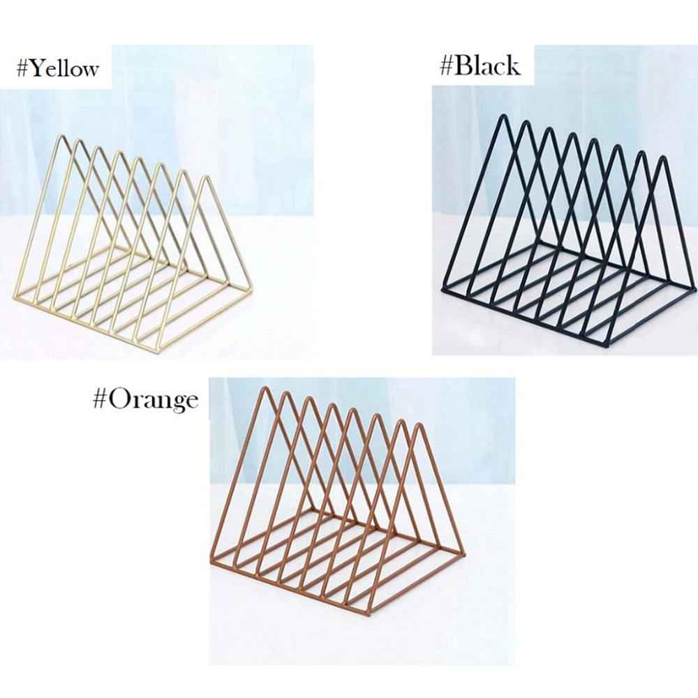 Nordisk triangel enkel smidesjärn skrivbord lagringshylla hylla fil tidskrift bokstöd kontor rack brevpapper arrangör hållare