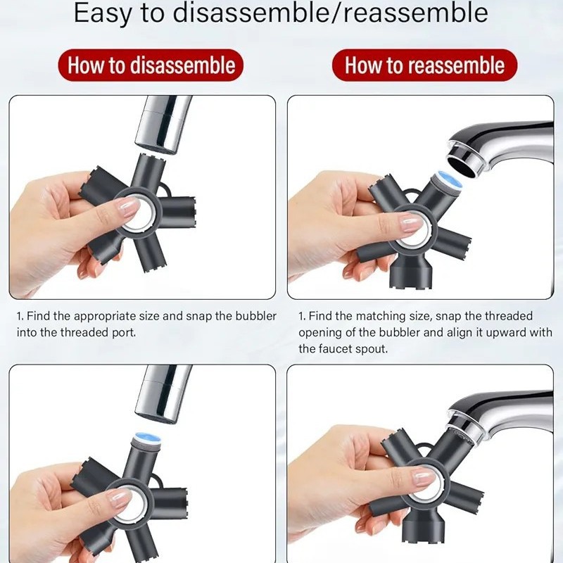 10 in 1 Faucet Aerator Removal Tool Threaded Aerator Aerator with Housing Faucet Aerator Key Cut Edge Round Fixed Spanner