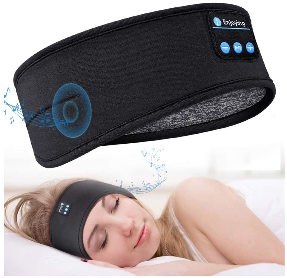 Cuffie per dormire senza fili Bluetooth fascia sottile morbido elastico confortevole musica auricolari maschera per gli occhi per gli sport del sonno laterale