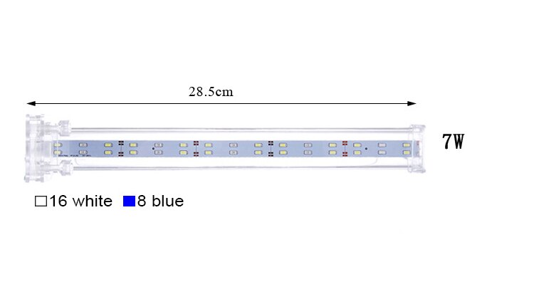 Luz de cristal para acuario, lámpara de luz con Clip para pecera, luces LED para plantas, iluminación para acuario de 14,5-42,5 cm, enchufe europeo: 7w