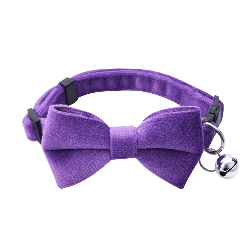 Collar para mascotas con lazo, Collar para gatos, hebilla de seguridad, campana para gatos, Collar antisufocación, Collar para cachorros: plum