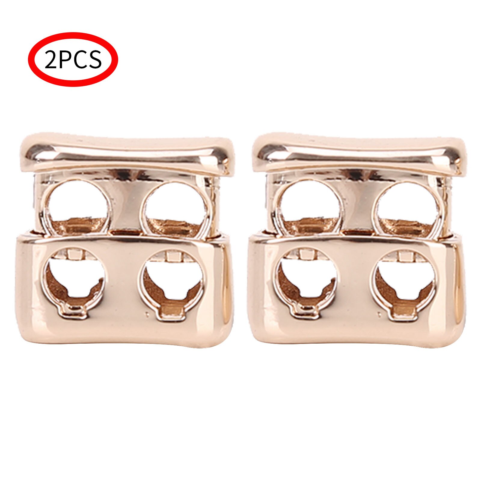 2Pcs Metal Cord Locks Bucket Shape Rope Ends Buttons Drawstring Toggles 2 Holes Lanyard Shoelace Fasteners DIY Paracord Stopper: Gold