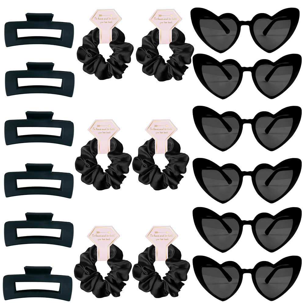 6/8 setzt Brautjungfer Herzform Sonnenbrille Haargummis Scrunchies Haarspangen Bachelorette Hochzeit Brautparty Gastgeschenk Vorschlag: Fluoreszenz Gelb