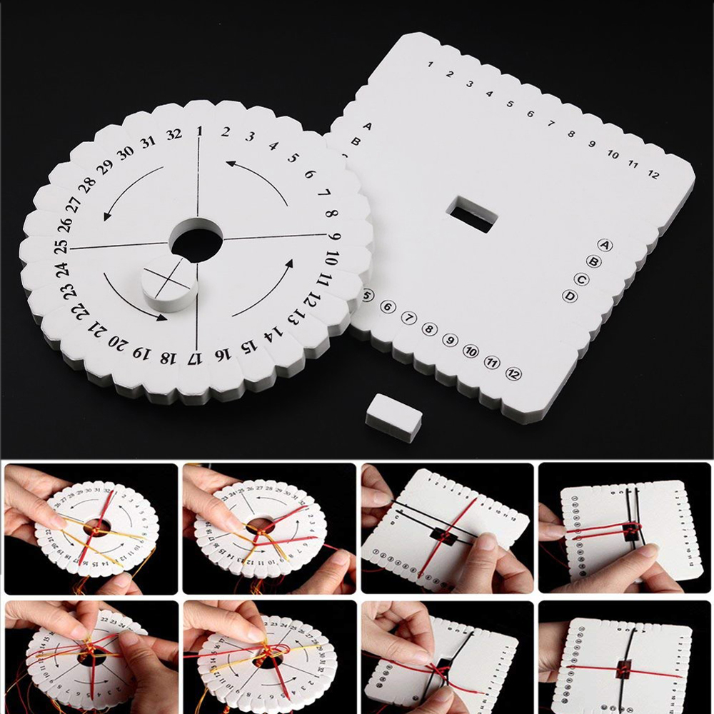 Kumihimo-disco de cordón trenzado para pulsera de mano, herramientas para tejer, 4 piezas, blanco, redondo, cuadrado, 4 pulgadas, 6 pulgadas