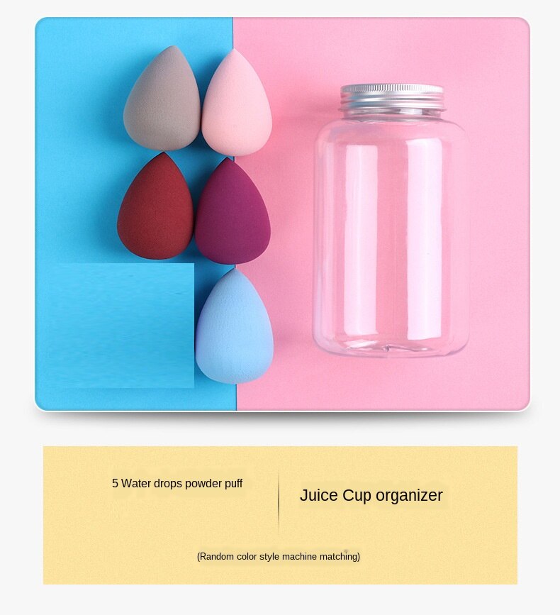 Kleine waaiervormige snoeppuff blik niet-kaart poeder make-up make-up ei 12 stuks fles make-up ei puff combinatie: 5 druppels