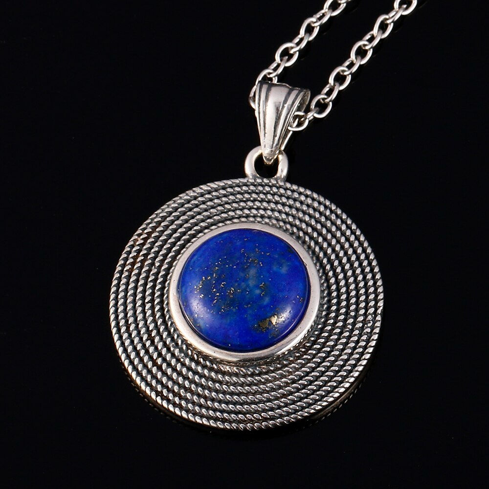 Sterling Silber 925 Halskette Natürliche Lapis Lazuli Stein Anhänger Halskette für Frauen Einfache Edlen Schmuck