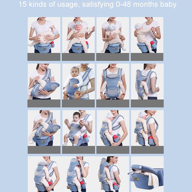 0-48 Month Ergonomic Baby Carrier Infant Baby Hipseat Carrier 3 In 1 Front Facing Ergonomic Kangaroo Baby Wrap Sling