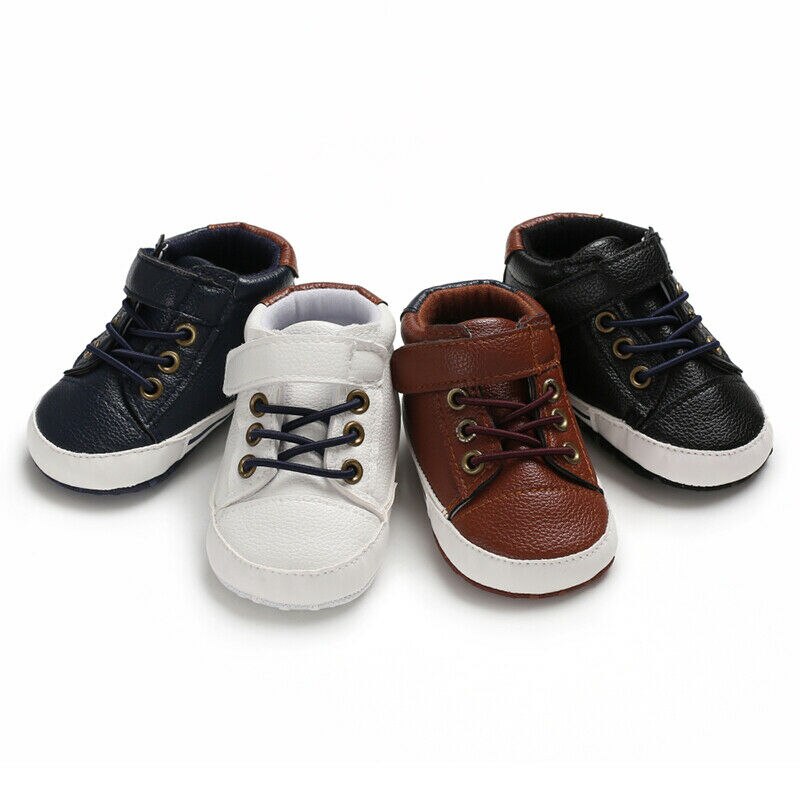 Baby Kids PU Leather Shoes Toddler Boys Girls Soft Crib Shoes Little Baby Faux Leather Sneakers Anti-slip Trainer Footwear Boots