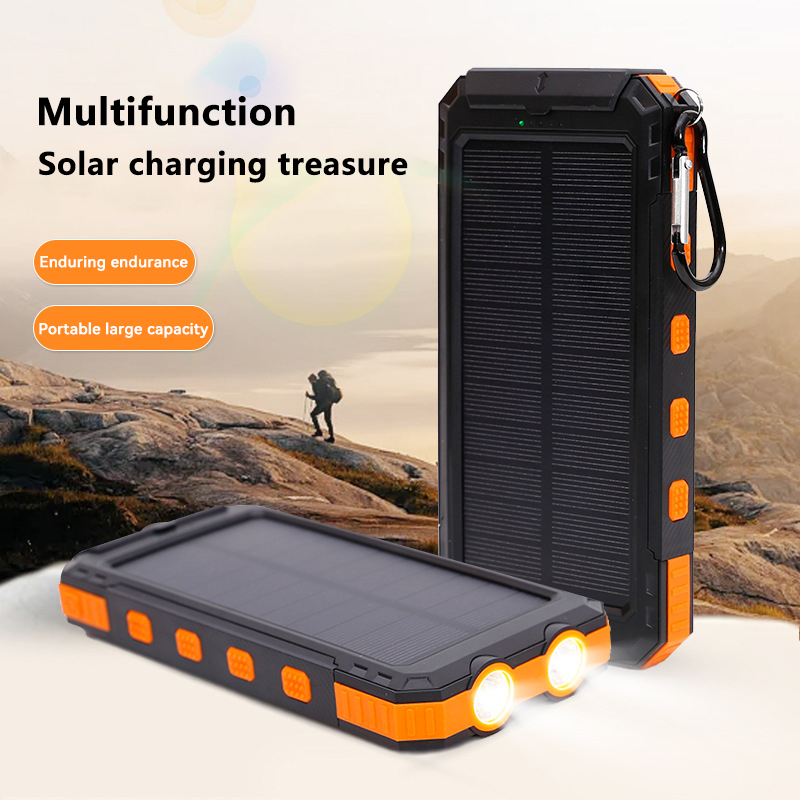 Outdoor zonne-energiebank Draagbare batterij met grote capaciteit Extern opladen Snel reizen Camping Mobiele telefoonoplader Waterdicht