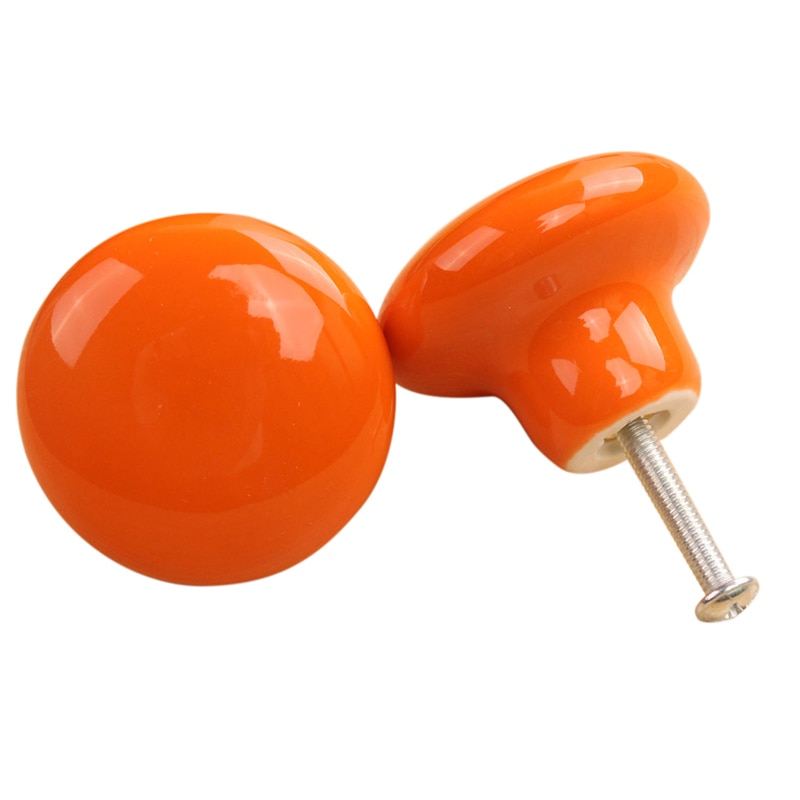 1pcs Ceramic Door Round Handles Kitchen Cabinet Cupboard Wardrobe Pull Knobs orange S