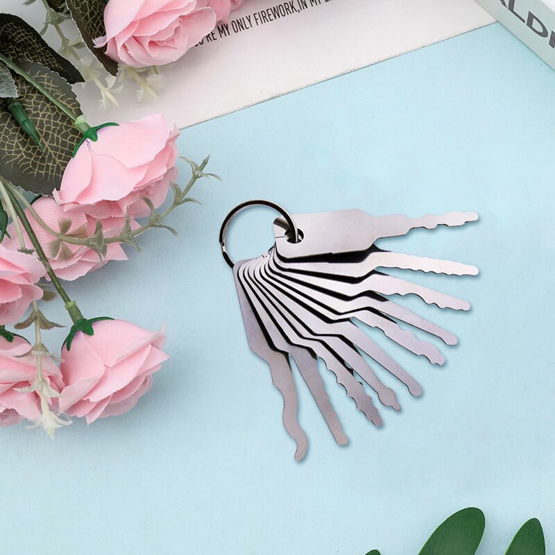 Stainless Jiggler Keys Dual Sided Auto Repair Accessories Kit Car Unlock Lock Open Tool 10Pcs/Set