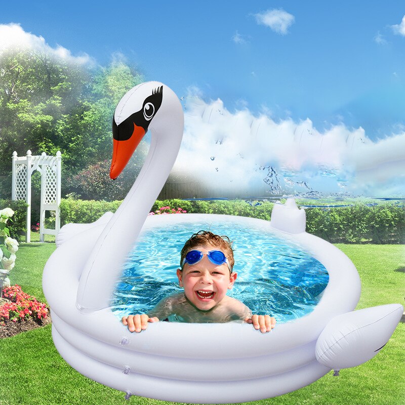 Oppusteligt baby hvidt svanebad svømmebaljer nyfødt fortykning børn tegneserie bærbart badekar cool sikkerhed swimmingpool